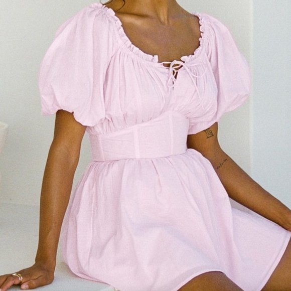 SaboSkirt Nyrobi Dress || Pink Corset Waist Mini Dress - Picture 8 of 10